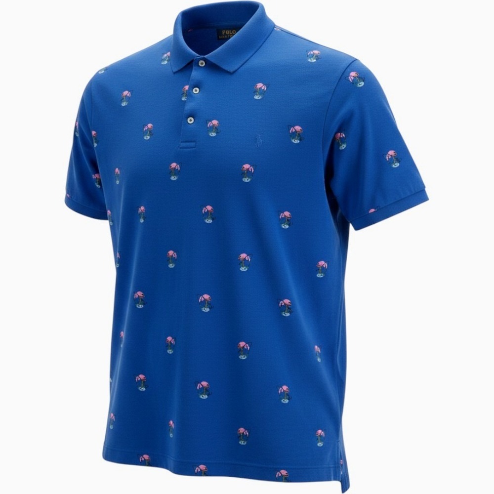 Polo Ralph Lauren Mens 2XLT Blue Flamingo Fishing Print Polo Shirt Big Tall
